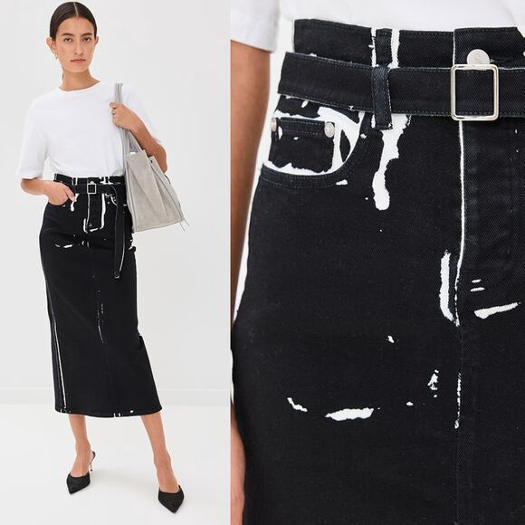 Proenza Schouler Dresses & Skirts - Proenza Schouler | Calder Skirt in Black Multi Contrast Printed Denim 25 w/ Tags